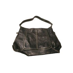vintage Sofia Caperelli Oversized Leather Tote black contrast threat